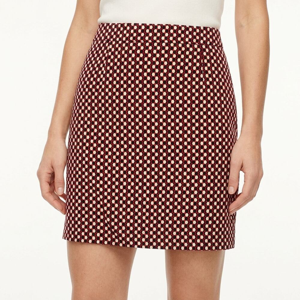Ann Taylor 100% Silk Red Geometric Pencil Mini Skirt Women Size 12P